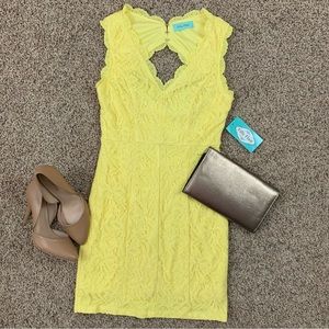 NEW Filly Flair Yellow Lace Open Back Formal Dress